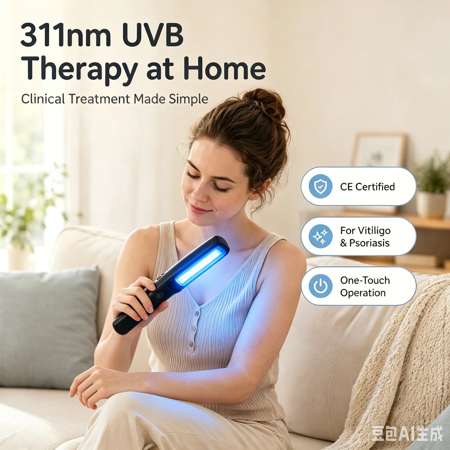 311nm Narrowband UVB Handheld Phototherapy Light Easy Operation Home Travel Skin Care Tool Set
