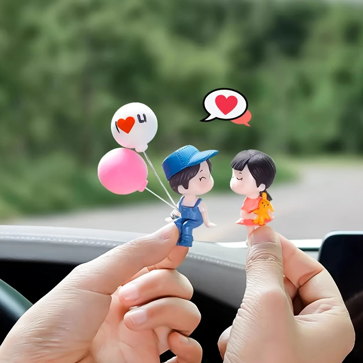 1PC Car balloon couple ornament, in car couple balloon pendant, car cartoon figurine decoration, home ornament for girls