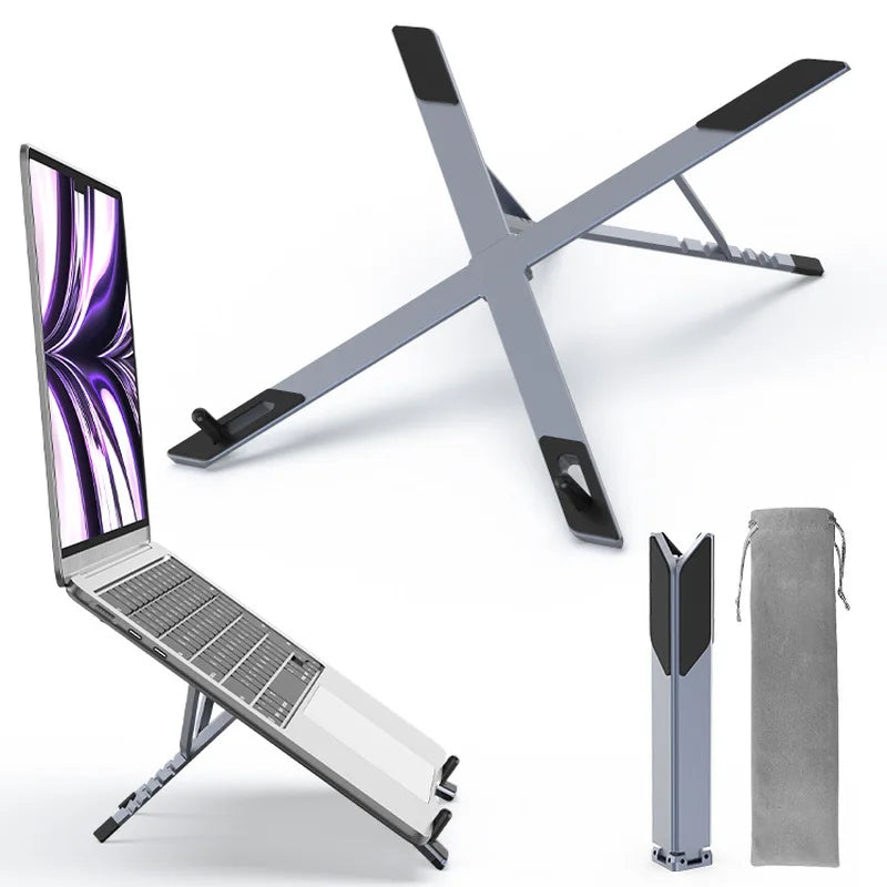 New Laptop Stand With USBHUB Height-Adjustable Cooling Expansion Dock, Foldable Aluminum Alloy