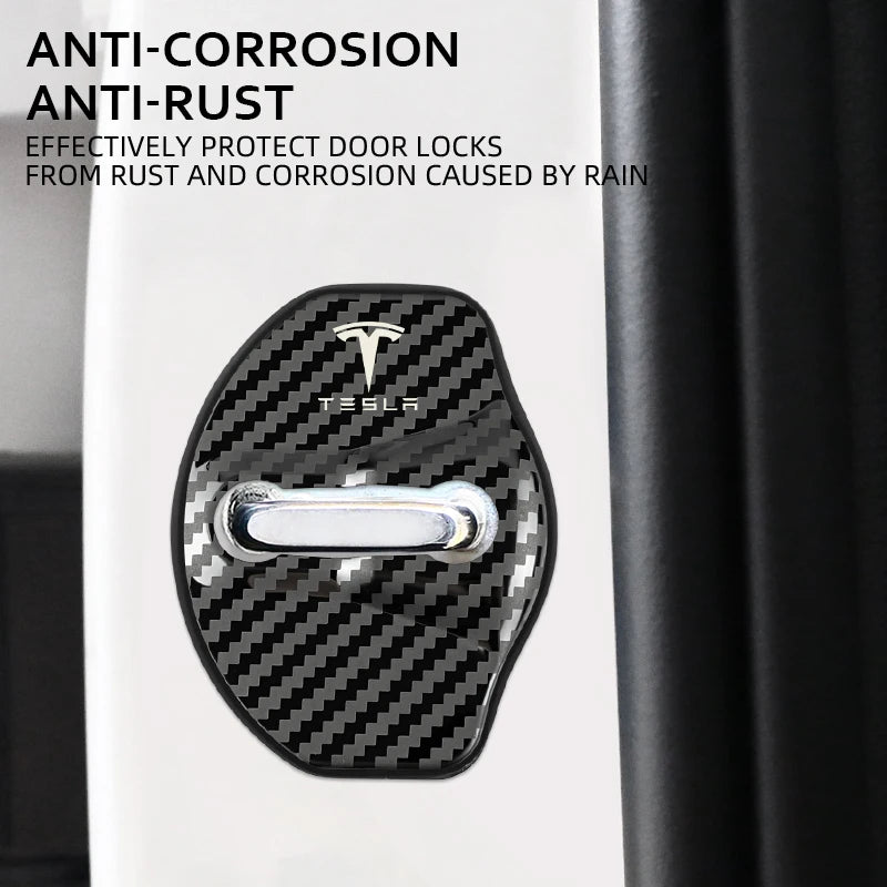 4pcs Car Door Cushion car Door Lock Buckle Protective Cover For Tesla model 3 model X Y style Sticker Accessories