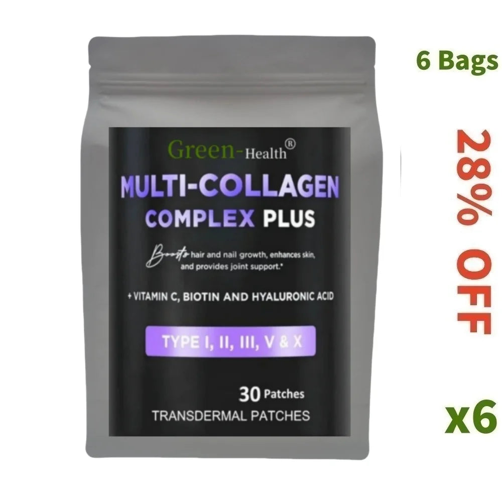 A5YE  Multi Collagen plus Transdermal Patches with Biotin Vitamin C for Hair Growth Support & Skin Health for Men & Women