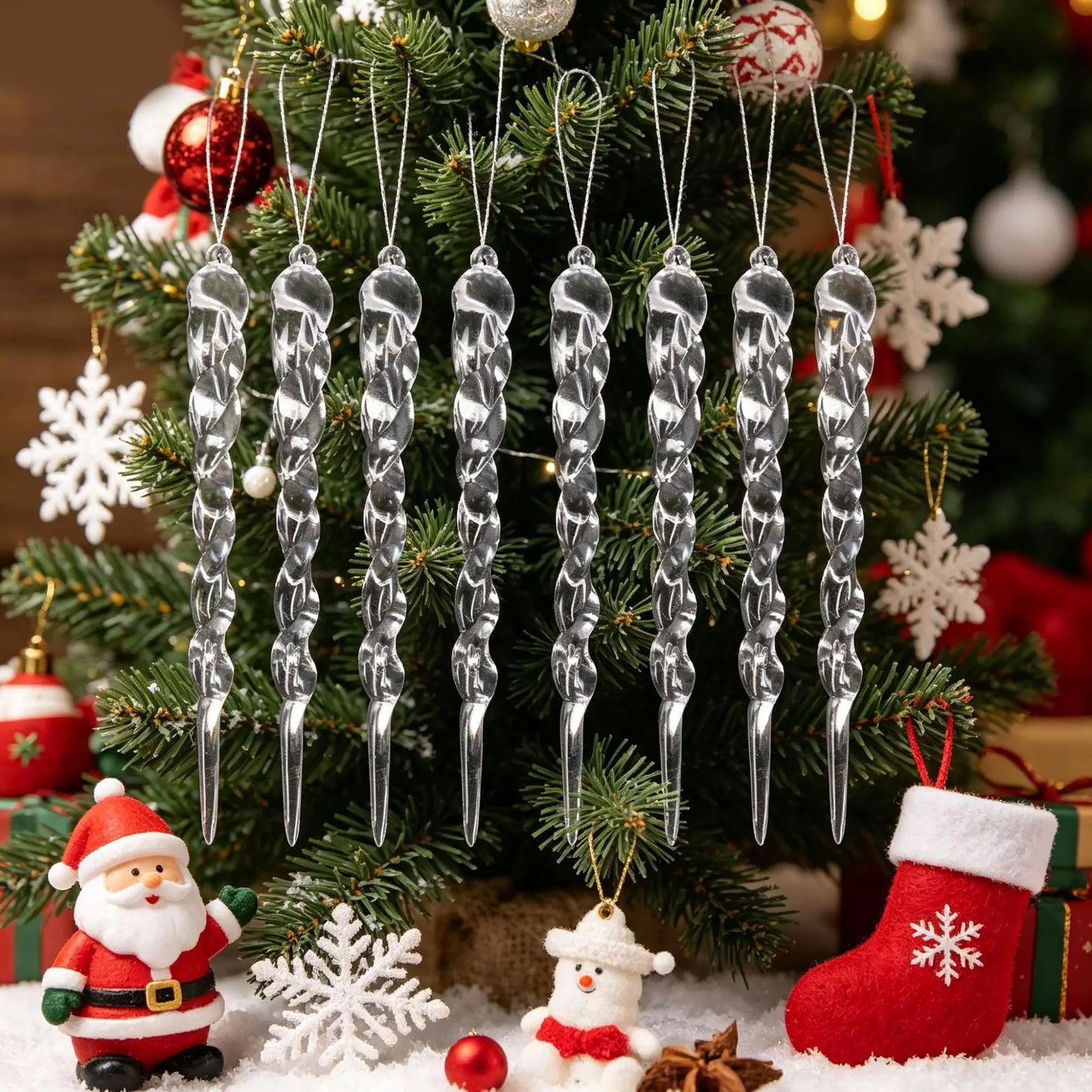 20 PCS Transparent acrylic Christmas tree ice column decoration Christmas, New Year, Holiday, Wedding, Winter Party Decoration 5 Various styles of ice pillar ornaments