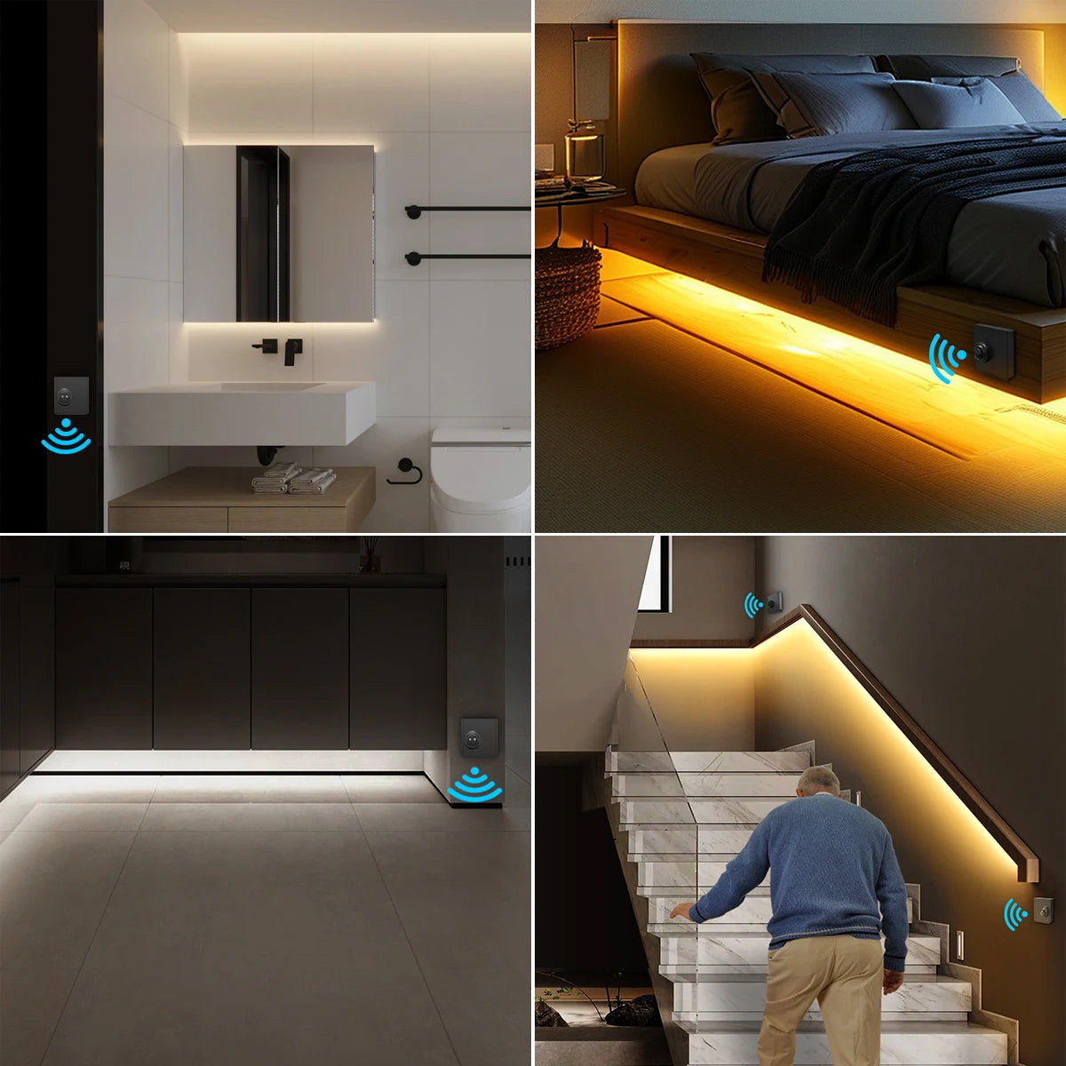 COB 24V LED Strip Wireless PIR Human Motion Sensor LED Night Light RF Reciever Smart Induction Lamp For TV Kitchen Cabinet Stair