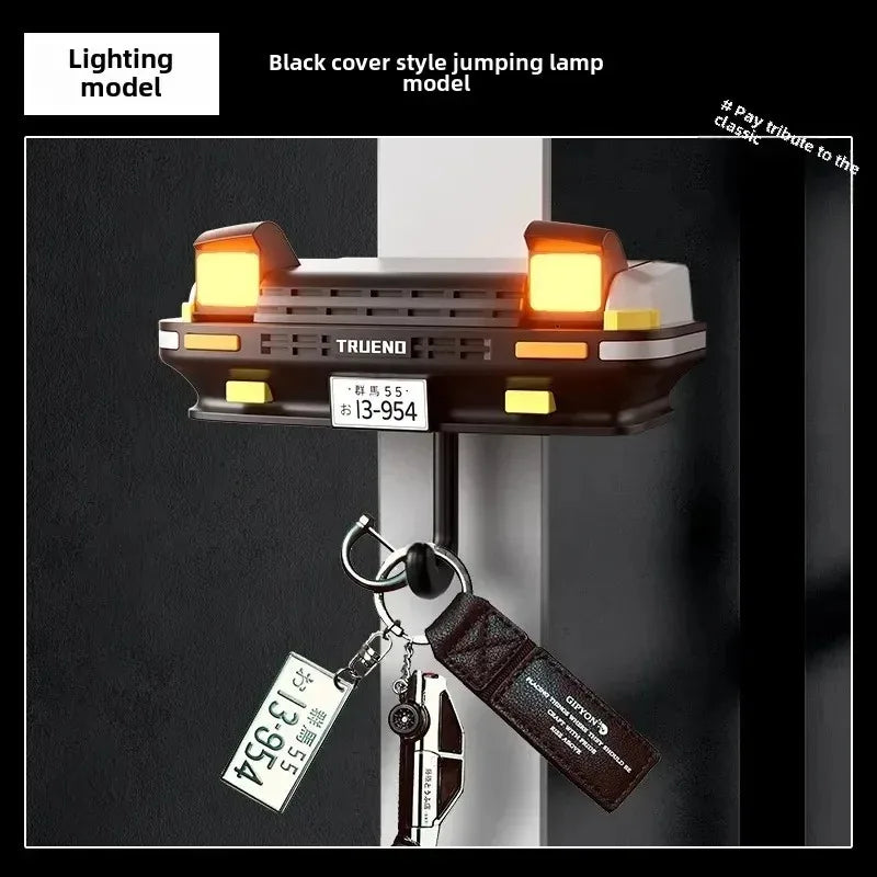 AE86 Car Headlight Key Holder Auto Pop-Up LED Lights Retro Accessories for Men Car Decoration Key Organizer with Adhesive