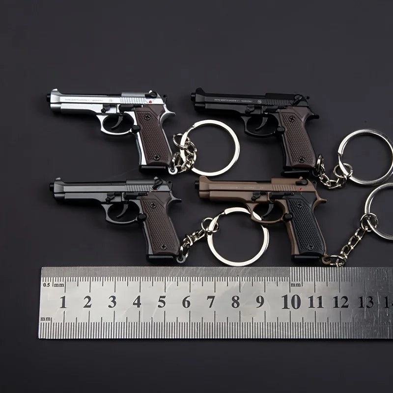 2026 Tactical Pistol Keychain-1:4 Alloy Gun Model with Tassels&Clear Cover, Sporty Keyring Bag Pendant Gift for Men Mini Pendant
