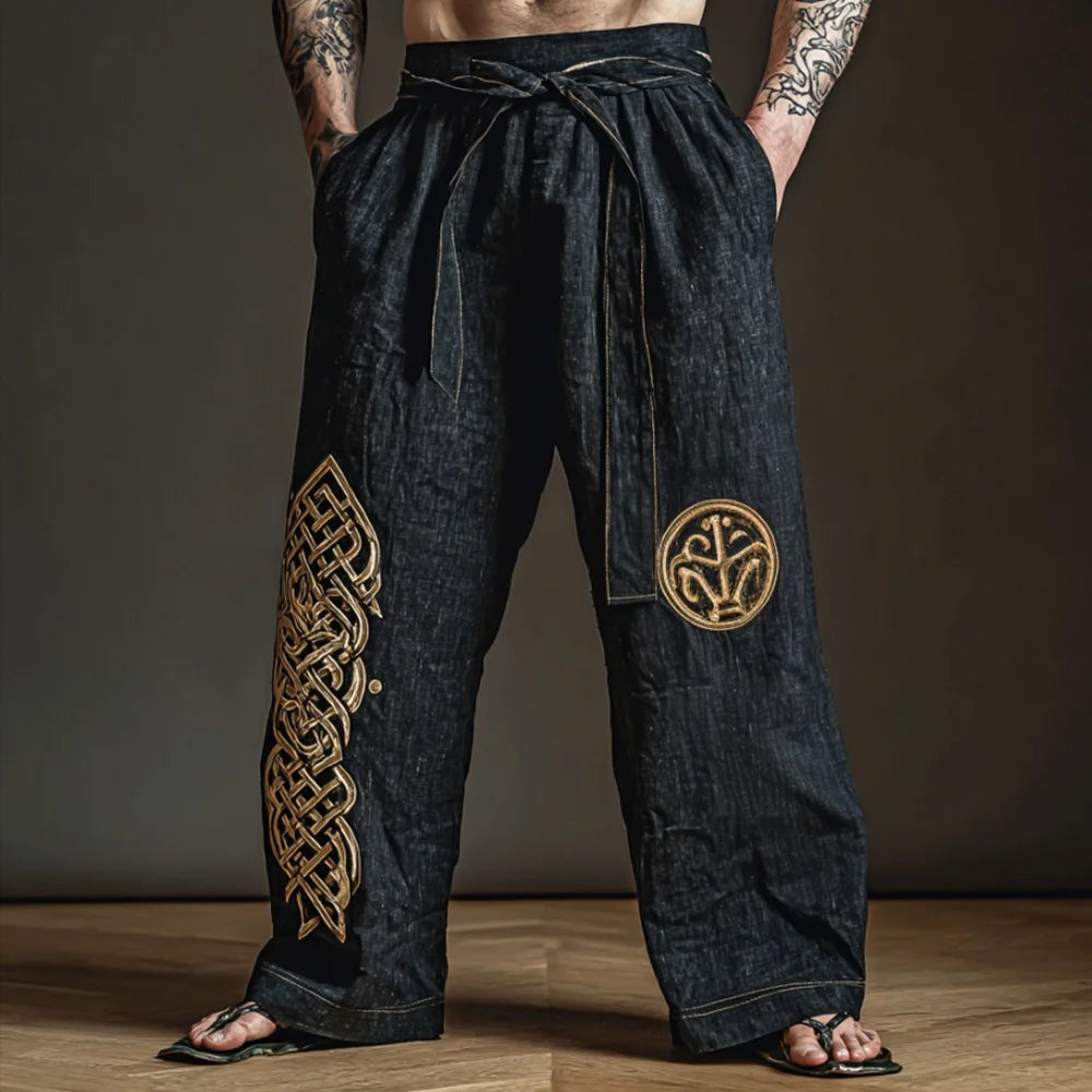 Men's Viking Retro Nordic Tree of Life and Raven 3D Printed Casual Straight-Leg Summer Beach Pants. S-5XL