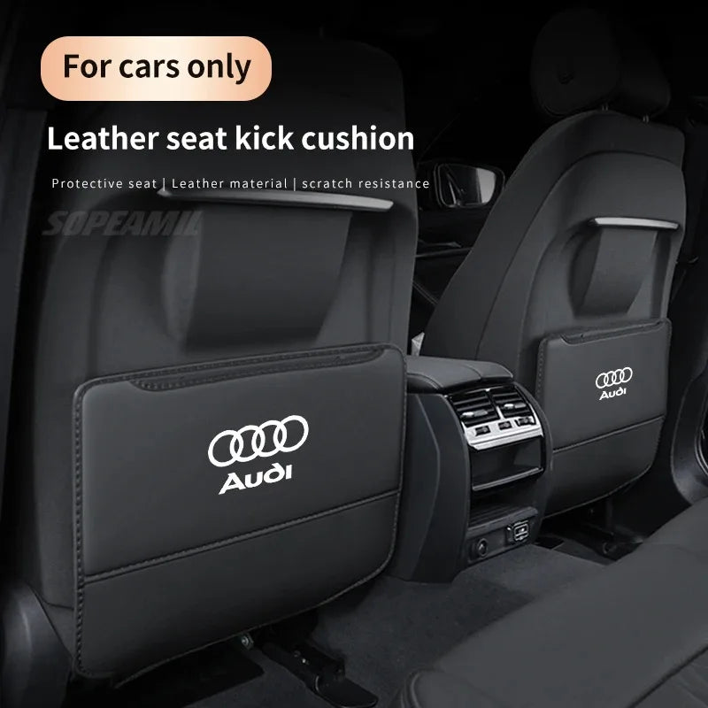 For Audi A3 A4 A5 A6 A7 A8 RS3 RS4 RS5 RS6 S3 S4 S5 Q3 Q5 Q7 Q8 Car Seat Back Storage Bag Rear Backrest Protection Anti-kick Pad