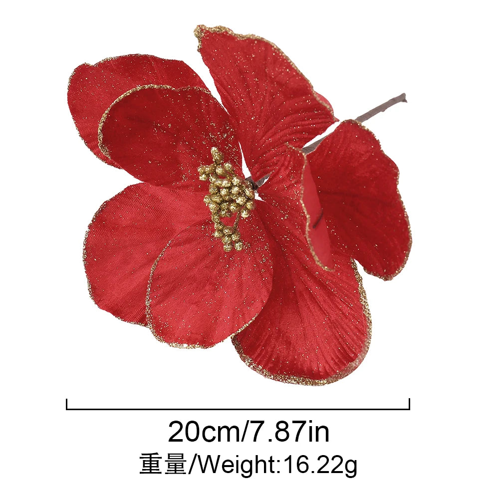 1/3Pcs 20CM Artificial Flowers Merry Christmas Tree Decoration for Home Decor New Year 2026 Gifts Garland Ornament Accessories