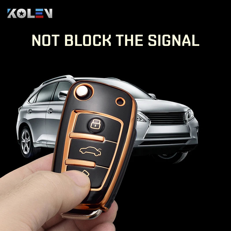 Fashion TPU Car Flip Key Case Cover Shell For Audi A1 A3 8P 8L A4 A5 B6 B7 A6 A7 C5 C6 4F Q3 Q5 Q7 Q8 TT S3 S4 S6 RS Accessories