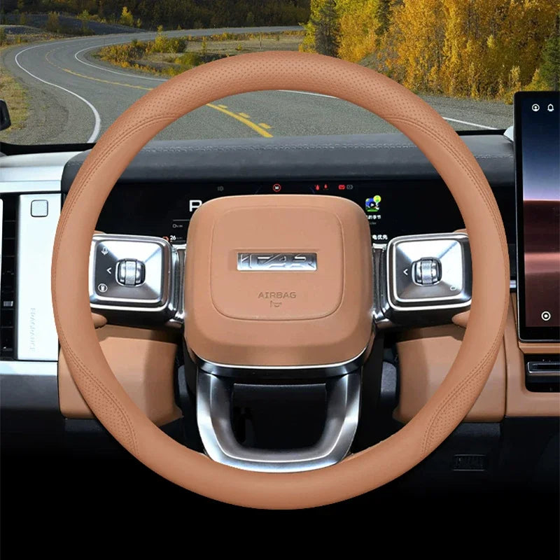 High Leather Braid on Car Steering Wheel Cover Wrap for Chery iCAR V27 ,anti-slip Wear-resistant Auto Decoration Accessories