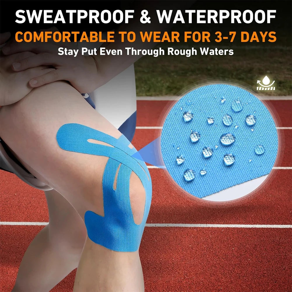 10Pcs/Set Kinesiology Tape for Knees, Knee Support & Stability - Waterproof & Elastic, Breathable Hypoallergenic Latex-Free Tape