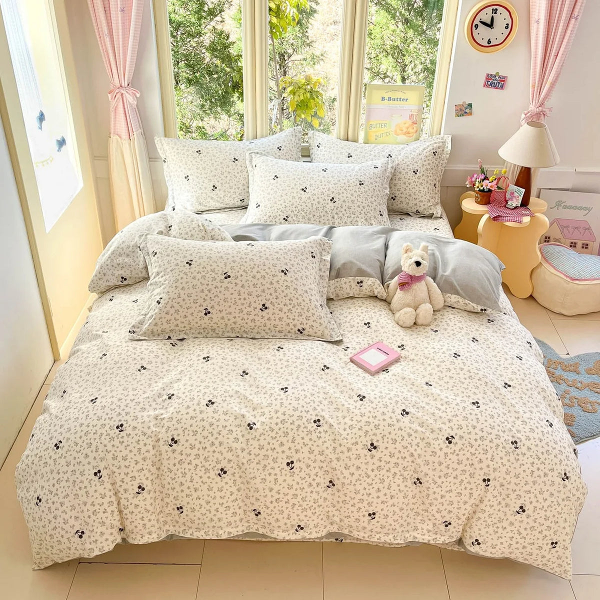 High Quality 100% Cotton Floral Duvet Cover Set Soft Breathable Queen King Bedding Set with Quilt Cover Fitted Sheet Pillowcases