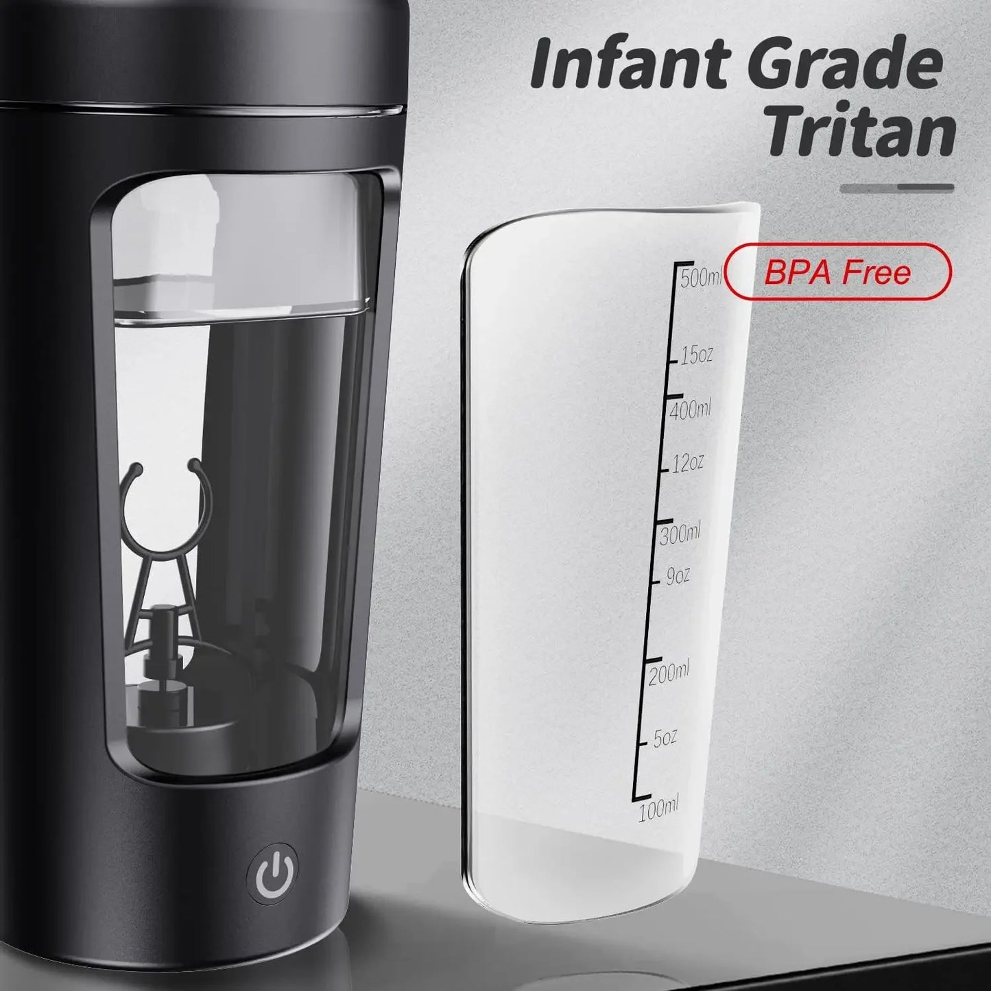 630ml Electric Protein Shaker Cup with Powder Storage Container Mixer Cup Gym Sport Water Bottles with Wire Whisk Ball Drinkware