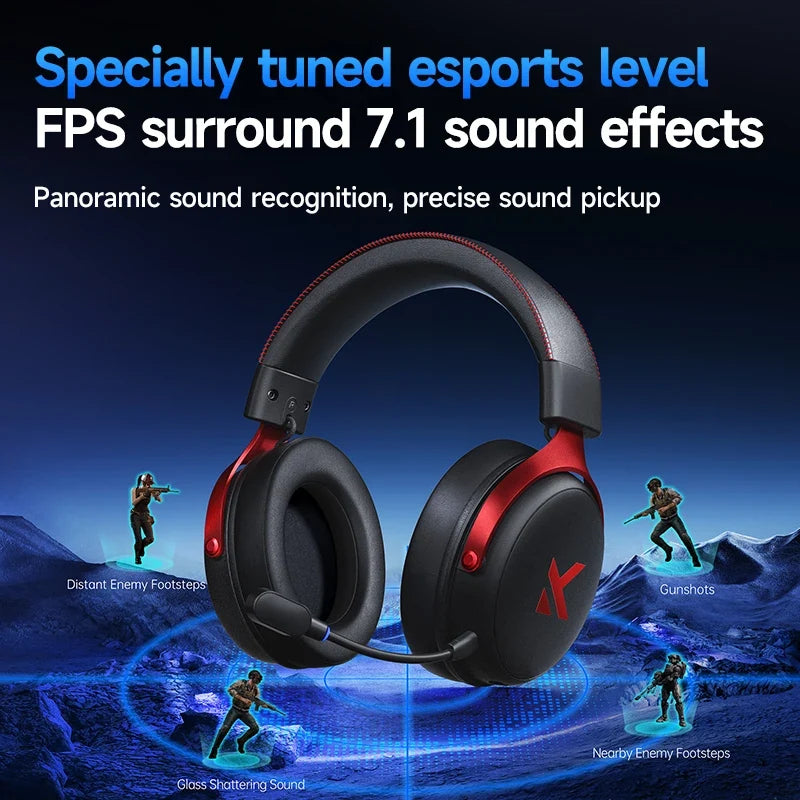MCHOSE V9 Pro Gaming Headset, Over-Ear Quad-Mode Wireless Bluetooth Headphones for PC with Microphone (Delta Style)