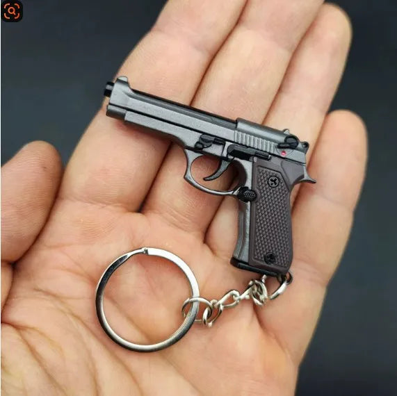 2026 Tactical Pistol Keychain-1:4 Alloy Gun Model with Tassels&Clear Cover, Sporty Keyring Bag Pendant Gift for Men Mini Pendant