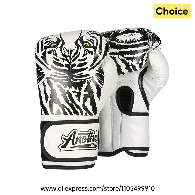 4-16OZ Boxing Sparring Gloves White Tiger Zebra Martial Arts MMA Gloves Wrist Support Sparring Fitness Kickboxing Punch Gloves
