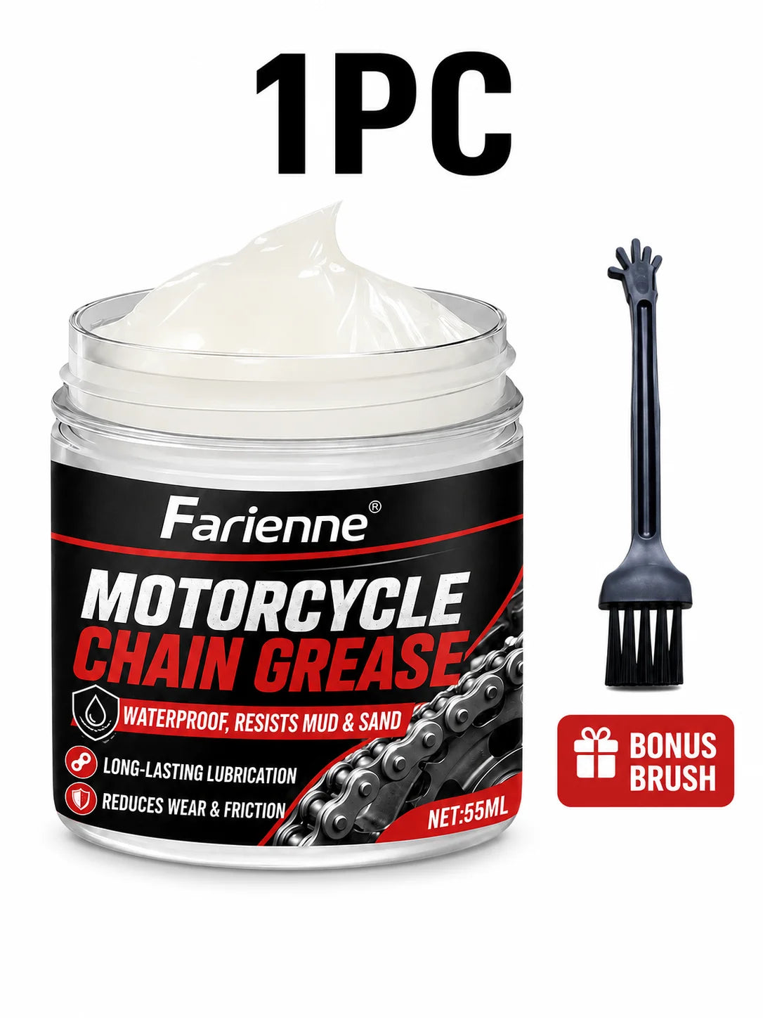 Farienne Motorcycle Chain Grease Waterproof Lubricant For Bike Chain Car Door Hinge Lock Sunroof Seat Rail 55ml With Brush