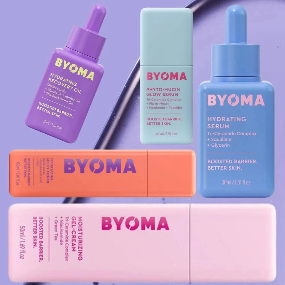 BYOMA Skincare Set Phyto-Mucin Glow Serum Moisturizing Gel Cream Deeply Hydrates Hydrating Milky Toner Repairs Barrier Skincare