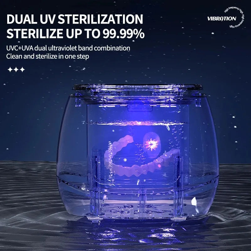 TINSOL 48000Hz ultrasonic cleaner UV disinfection household convenient cleaner jewelry denture invisible braces cleaner