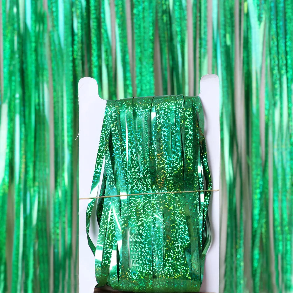 Metallic Tinsel Foil Fringe Curtains Photo Backdrop Glitter Streamers Foil Fringe Backdrop Curtain for Xmas Wedding Background