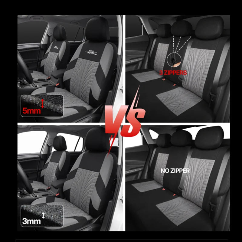 AUTOYOUTH Brand Embroidery Car Seat Covers Full Set Universal Fit Most Cars Covers with Tire Track Detail Styling