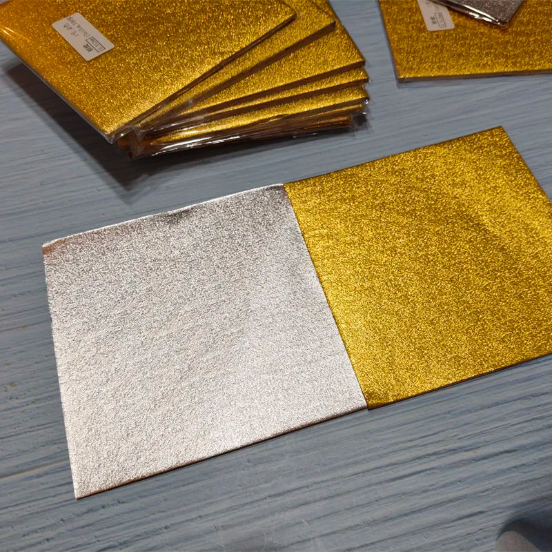 100pcs 15x15cm Gold Silver Pink Blue Purple Peel Aluminum Foil Paper Wedding Chocolate Wrapper Candy Wrapping Pastry Packing Bag