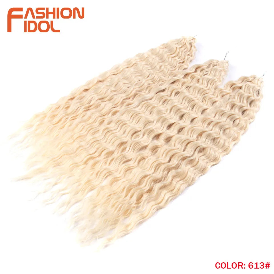 LOVE ME 22 Inch 300g/3pcs Ariel Curl Hair Water Wave Twist Crochet Hair Synthetic Ombre Rainbow Color Braiding Hair Extensions