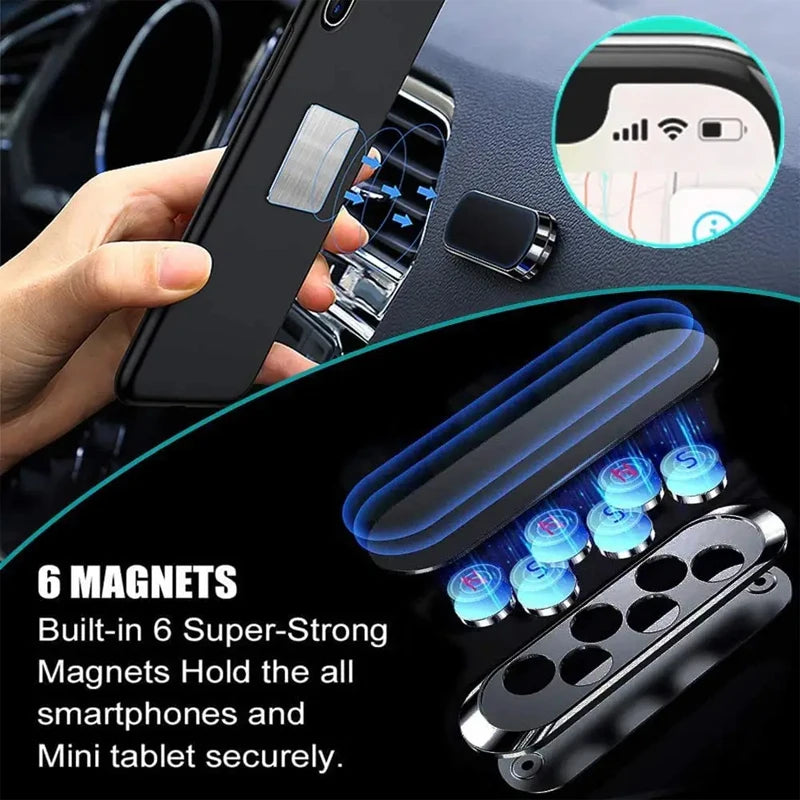 Magnetic Car Phone Holder Dashboard Mini Strip Shape Stand For iPhone Samsung Xiaomi Metal Magnet GPS Car Mount for Wall