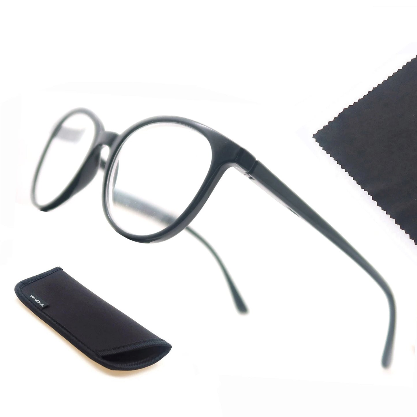 MODFANS Reading Glasses For Women and men,Classic Round Sunglasses Readers Frame with Spring Hinge Eyeglass Diopter+0.5 ~ +4.0