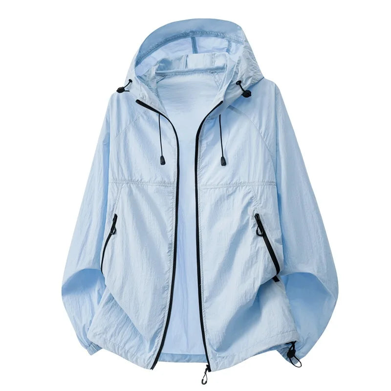UPF50+ New Fashion Couple's Trendy Ultra-thin Hooded Sunscreen Jackets Men Summer Outwear Casual Breathable Coats windbreaker 4X
