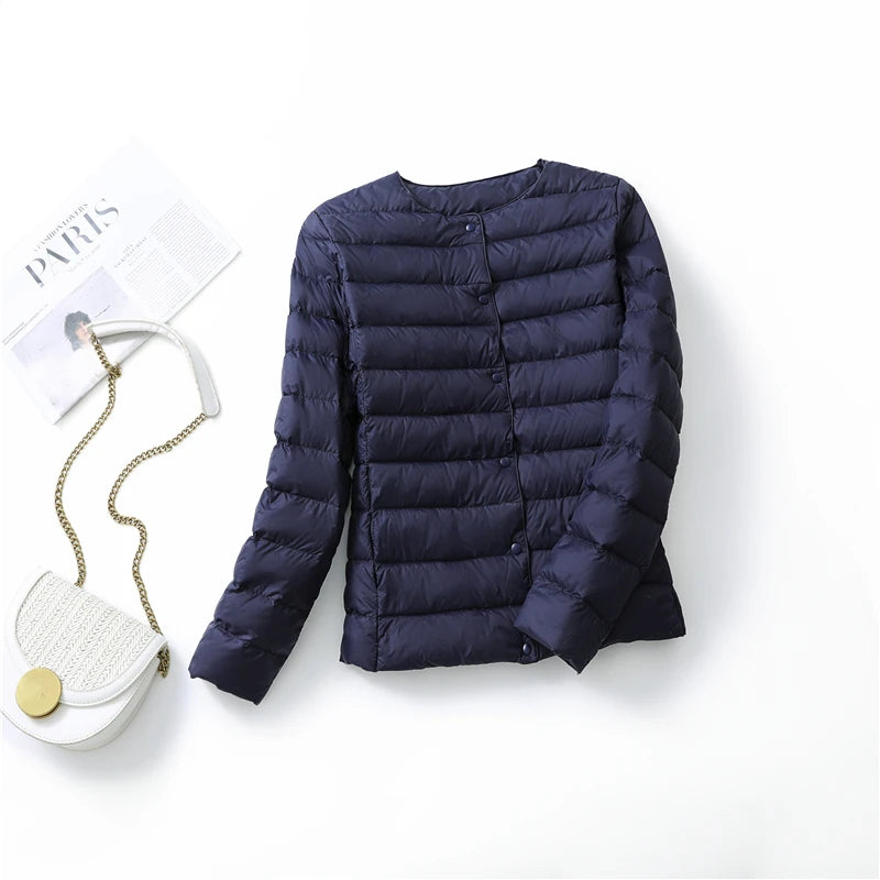 2023 New Arrivals Autumn Winter Warm Women White Duck Down Slim Jackets Female Fashion Ultra Lightweight Packable Puffer Coats