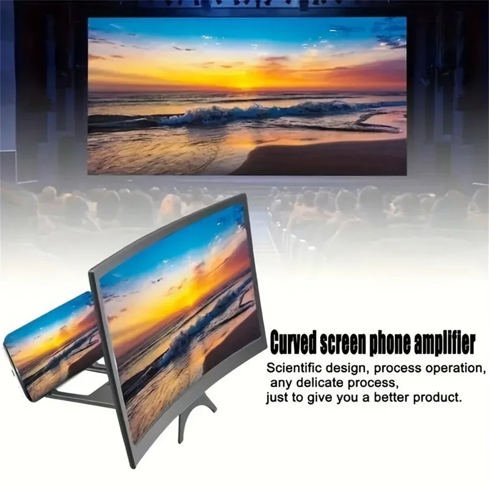 3D HD Amplifier Curved Screen 12 Inch Large Screen Mobile Phone Screen Magnifier Universal Suction Cup Stand Phone Video Holder