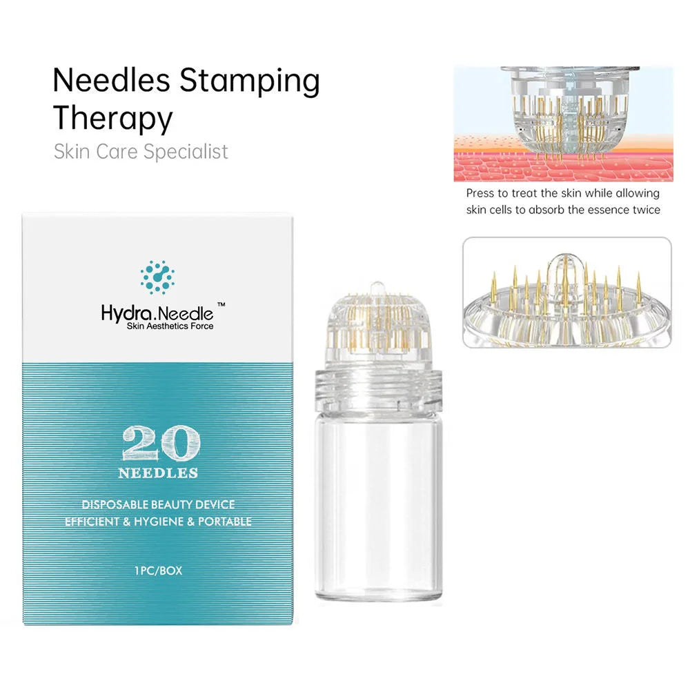 Reusable Hydra 20 Pin Derma Stamp Titanium Microneedle Hydra Needle Skin Care Whitening Bottle Roller For Skin Rejuvenation