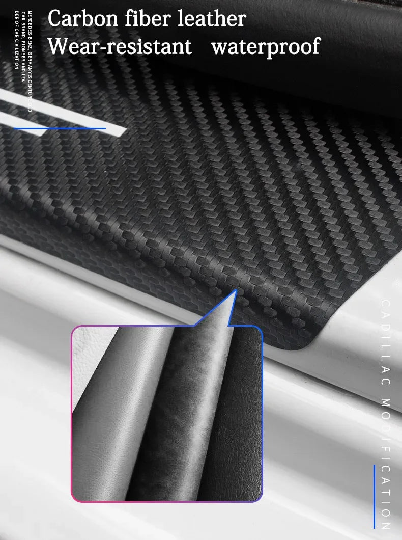4Pcs Carbon Fiber Car Door Sill Protective Strip Stickers for Dodge RAM 1500 2500 3500 2014 2015 2016 2017 2018 2019 2020 2021
