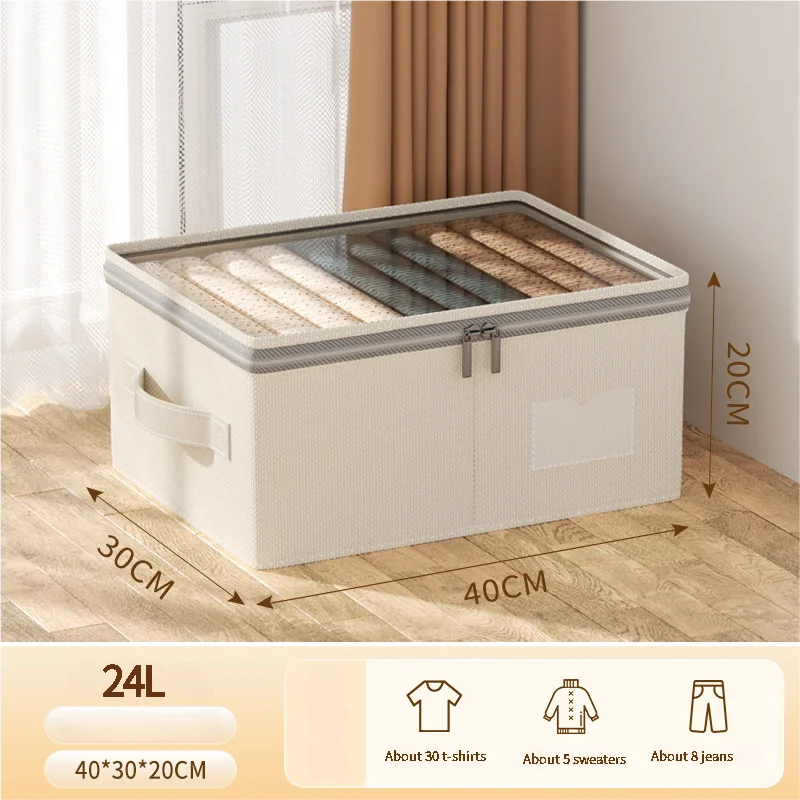 Large Capacity Clothing Storage Box Foldable Storage Bin For Down Jacket Quilt Organizer Box with Lid Bedroom Wardrobe Organizer