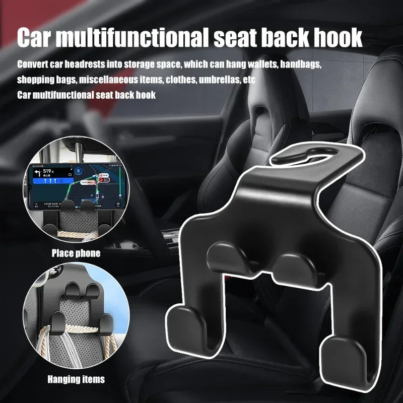 Car Seat Headrest Hook Hanger Black Storage Organizer Universal For Handbag Purse Coat Fit Universal Vehicle Car Holder