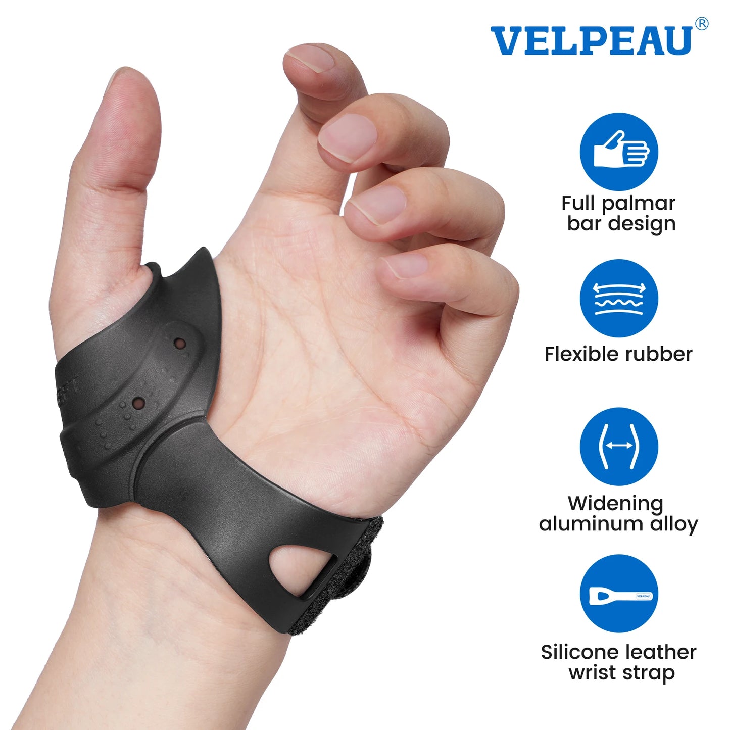 VELPEAU Flexible CMC Thumb Brace for Arthritis Pain and Thumb Base Support, Soft Rubber Thumb CMC Joint Splint for Women Men