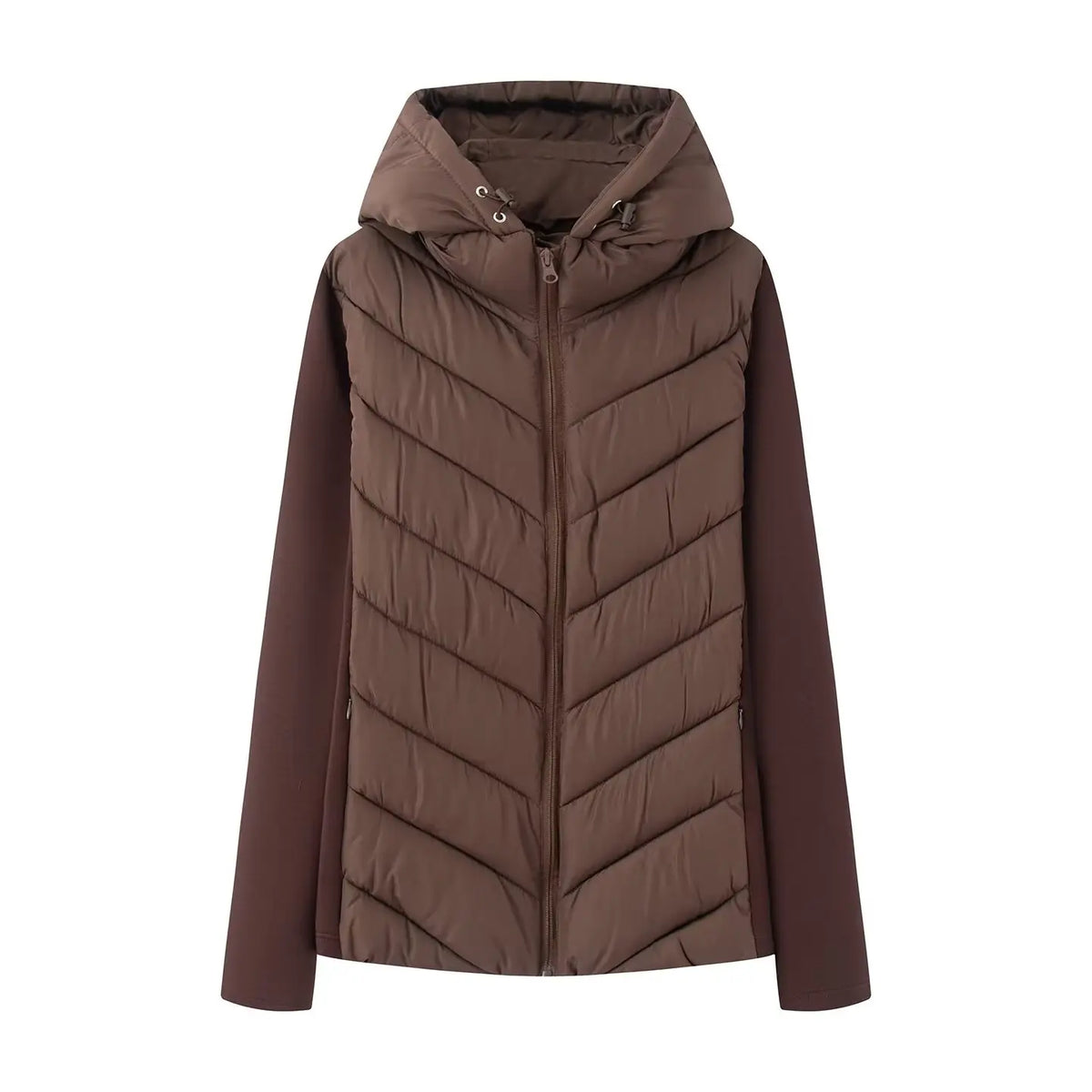 TFAFXY Casual Chic Women Jackets Hooded Zipper Loose Thick Splicing Cotton Coats New Fashion 2025 Autumn Winter Outwears