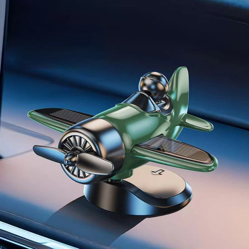 Solar Powered Rotating Airplane Car Dashboard Ornament 360° Auto Spin Decor Airplane Ornaments Car Interior Decoration