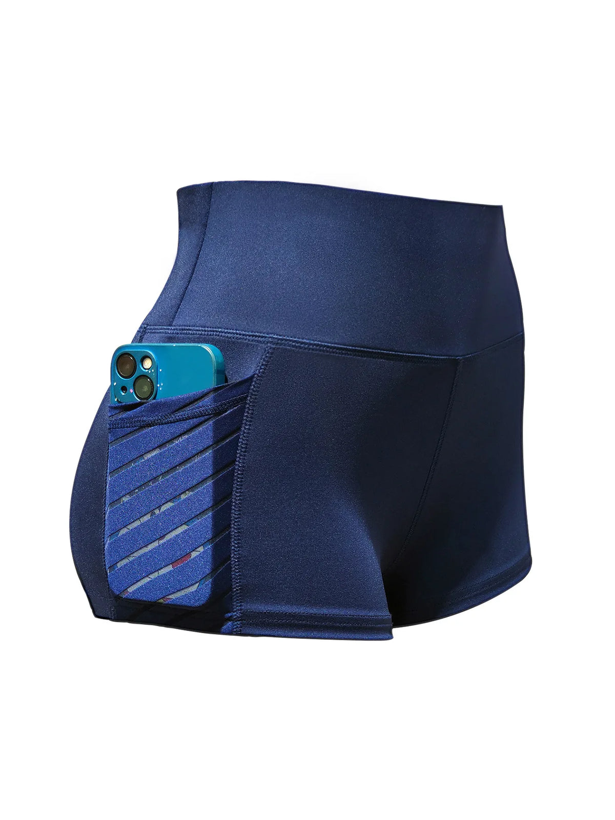 Women's High Waist Elastic Yoga Shorts With Side Pocket Hip Lifting Running Fitness Sports Shorts Gym Activewear