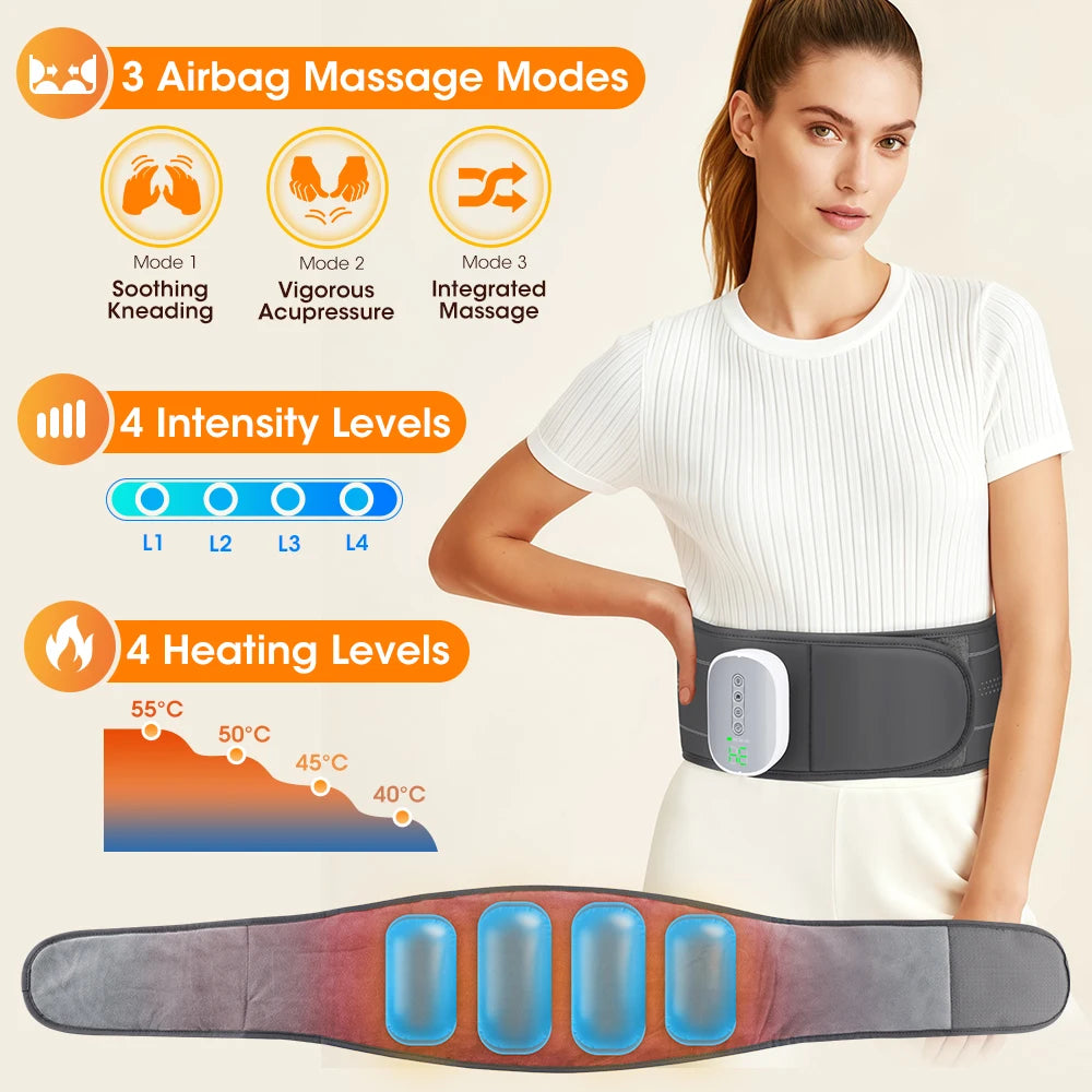 Heat Lumbar Brace Support Massager Waist Massager Back Belt Heath Care Comfortable Material for Office Workers Home Use