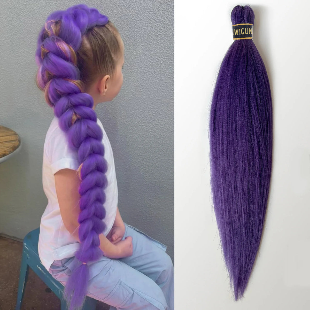 Rumi Purple Braids Cosplay Hair Extensions 26Inch Synthetic Braiding Hair Easy Clip in Ponytail for Cosplay Halloween Costume