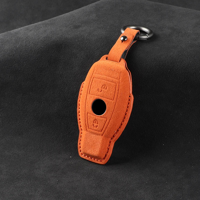 leather Suede Car Key Case Cover Shell For Mercedes Benz A B C E S G Class W204 W205 W212 W213 W176 W177 GLC CLA AMG Accessories