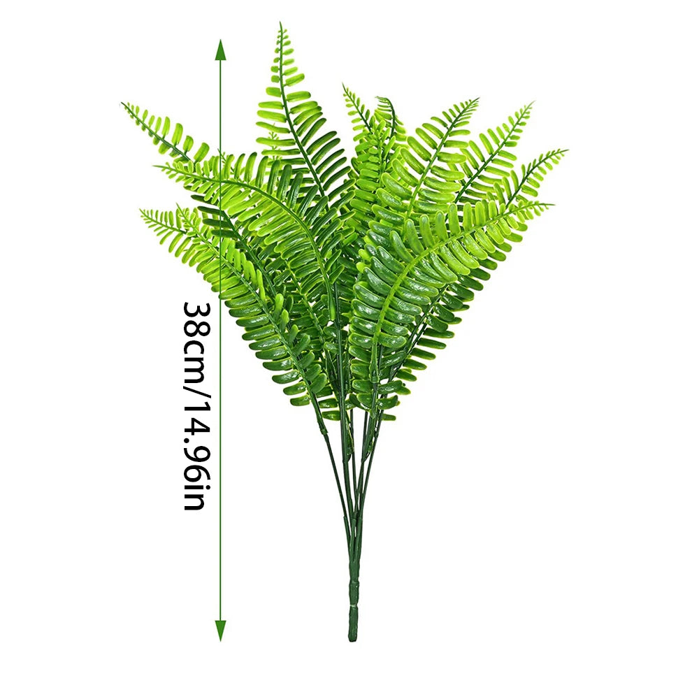 2pcs Artificial Plants Fake Boston Ferns Bushes Faux Shrubs Greenery UV Resistant Plant for Home Garden Outdoor Yard Decor