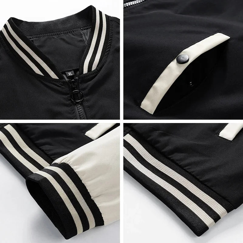 Spring Autumn Men Baseball Jacket Stand Collar Korean Style Casual Jackets And Coats Male Slim Fit Bomber Jacket 5XL