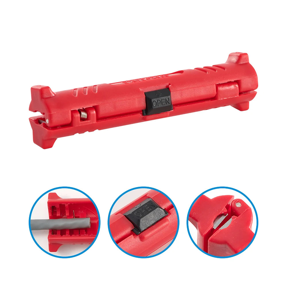 1pcs Electrical Wire Stripper Pen Rotary Coax Coaxial Cable Wire Pen Cutterl Round Grip Spring Lever Network Cable  Stripper