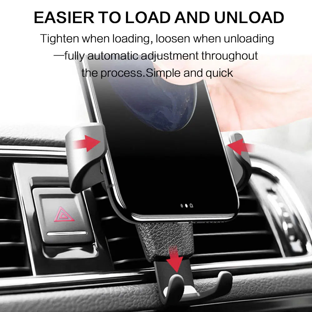 Heavy Duty Gravity Car Phone Mount with Air Vent Clip Shockproof Anti Shake Universal Mobile Phone Holder Car Stand for Samsung Android and Other Smartphones One Hand Operation Easy Mount Release and Use