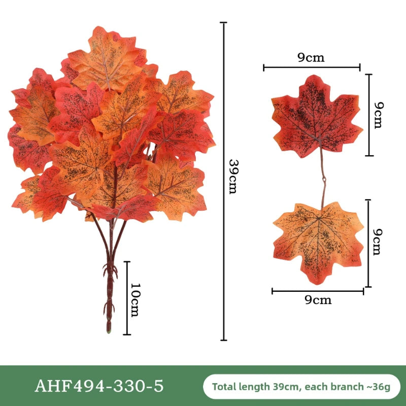 Artificial Maple Leaf Plant Bouquet Simulated Autumn Maple Leaf Garland Fake Fallen Leaves Rattan for Thanksgiving Wedding Decor