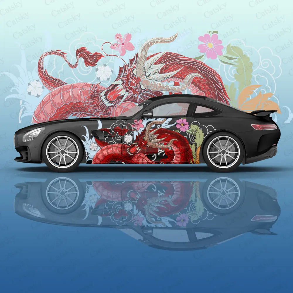 dragon animal Car Decal Protective Film Vinyl Itacar Racing Side Graphics Wrap Accessories Spray Paint Car Stickers