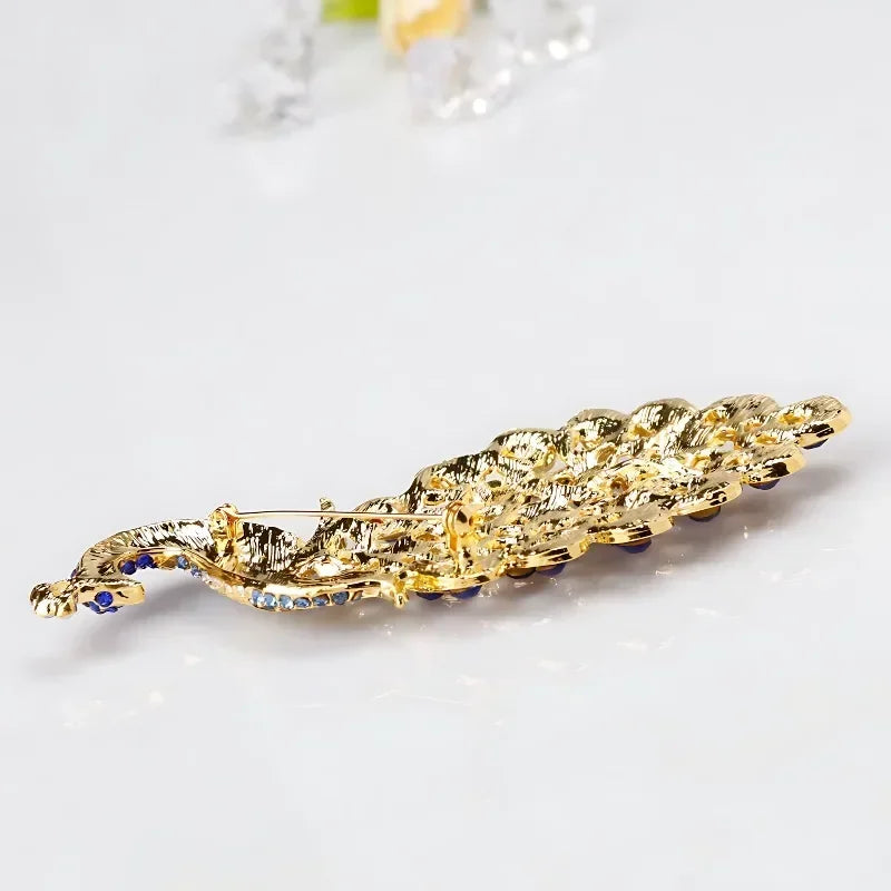 Luxury Peacock Feather Brooch, Sparkling Rhinestone Jewelry, Elegant Women's Daily & Formal Accessory Gift